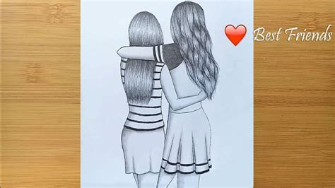 two friends hugging|two best friends together drawing.